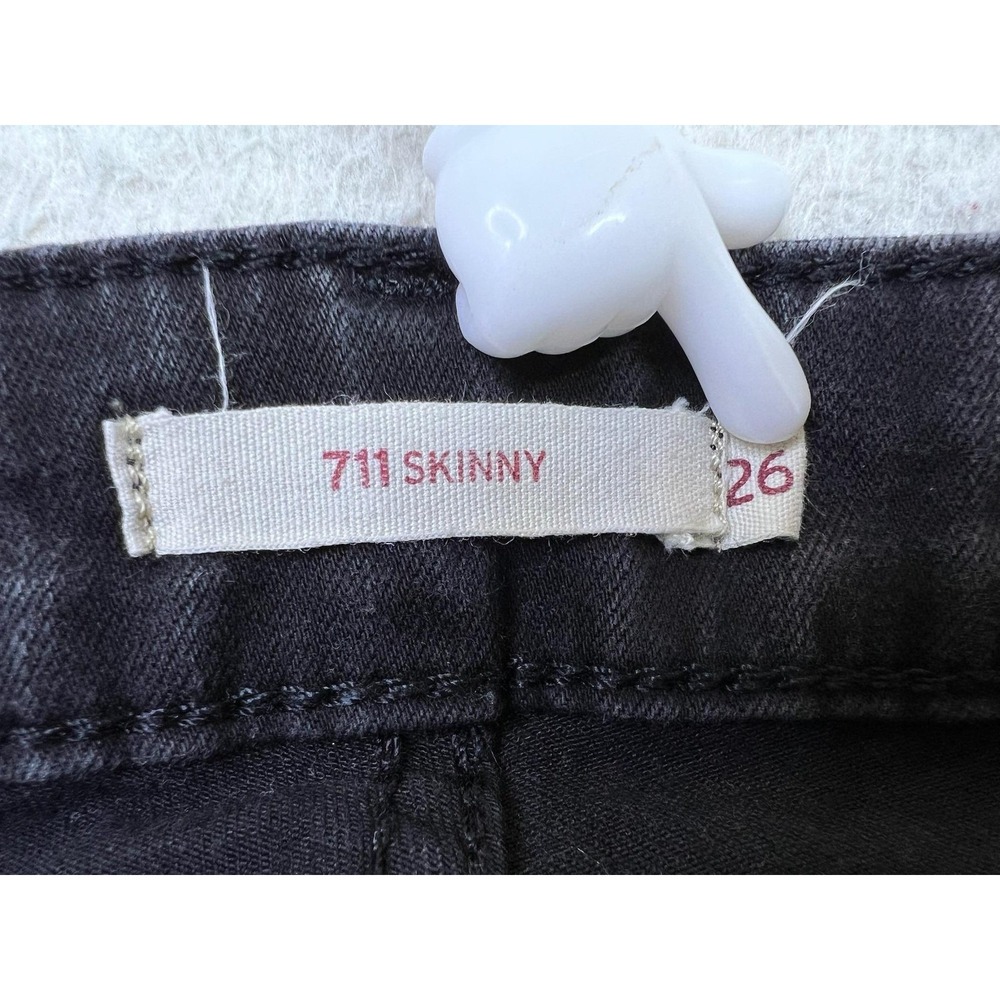 Levis 711 Skinny Jeans Womens 26 Black Charcoal Wash Mid Rise Stretch Denim - Picture 8 of 15